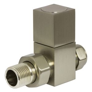 Towelrads Square Brushed Nickel Straight Manual Radiator Valves