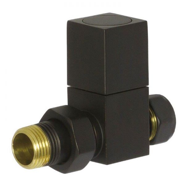 Towelrads Square Black Straight Manual Radiator Valves