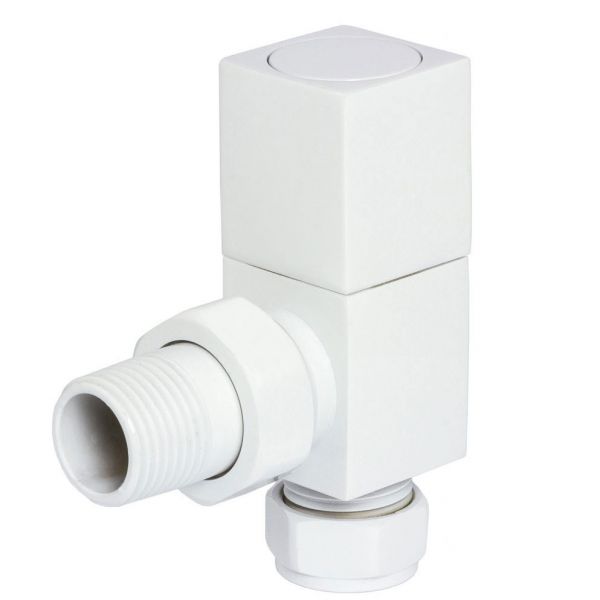 Towelrads Square White Angled Manual Radiator Valves