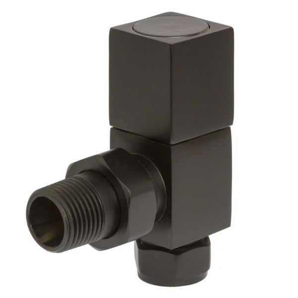 Towelrads Square Black Angled Manual Radiator Valves