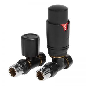 Towelrads Modern Black Straight Thermostatic Radiator Valves