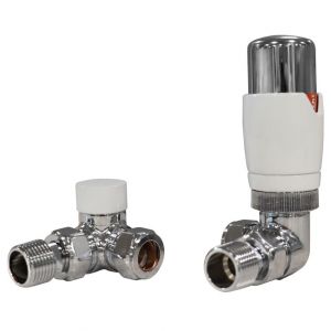 Towelrads Modern White Corner Thermostatic Radiator Valves