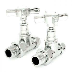 Towelrads Crosshead Chrome Straight Manual Radiator Valves