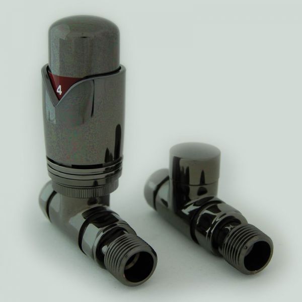 Towelrads Modern Black Nickel Straight Thermostatic Radiator Valves