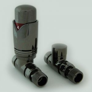 Towelrads Modern Black Nickel Straight Thermostatic Radiator Valves