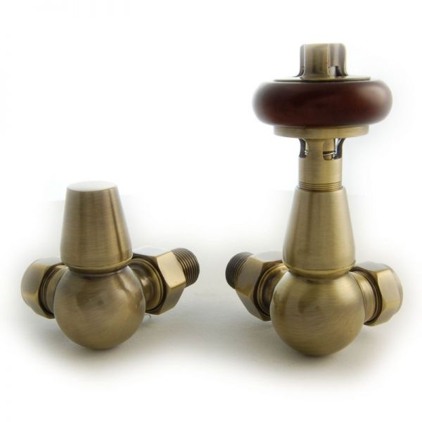 Towelrads Traditional Antique Brass Corner Manual Radiator Valves