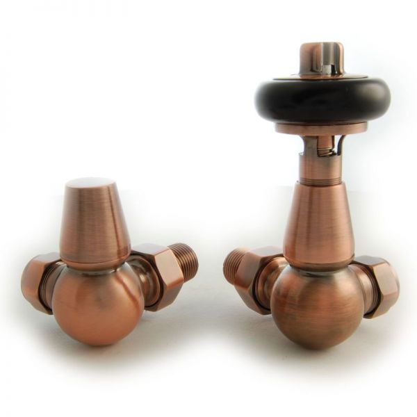 Towelrads Traditional Antique Copper Corner Manual Radiator Valves