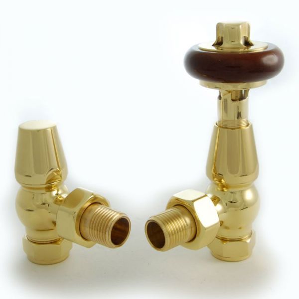 Towelrads Traditional Brass Angled Thermostatic Radiator Valves