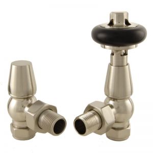 Towelrads Traditional Satin Brushed Nickel Angled Thermostatic Radiator Valves