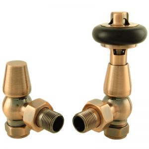 Towelrads Traditional Antique Copper Angled Thermostatic Radiator Valves