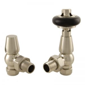 Towelrads Traditional Satin Brushed Nickel Angled Manual Radiator Valves