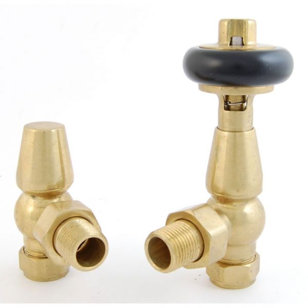 Towelrads Traditional Unlacquered Brass Angled Manual Radiator Valves