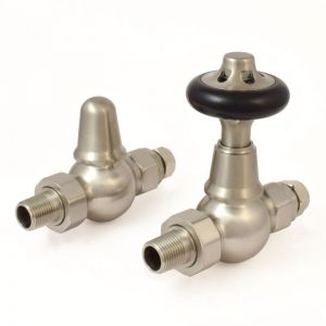 Towelrads Traditional Satin Brushed Nickel Straight Manual Radiator Valves