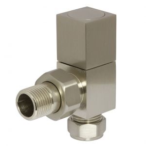 Towelrads Square Brushed Nickel Angled Manual Radiator Valves