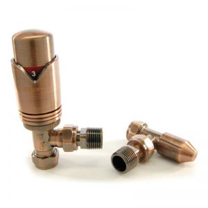 Towelrads Modern Antique Copper Angled Thermostatic Radiator Valves