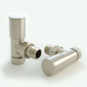 Towelrads Round Satin Nickel Angled Manual Radiator Valves