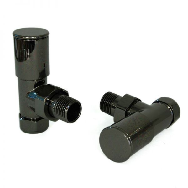 Towelrads Round Black Nickel Angled Manual Radiator Valves