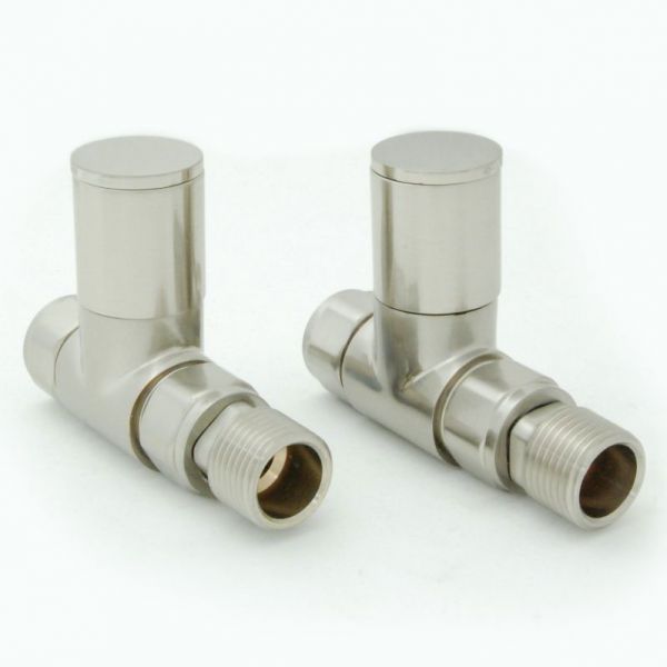 Towelrads Round Satin Nickel Straight Manual Radiator Valves