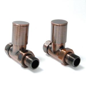 Towelrads Round Antique Copper Straight Manual Radiator Valves