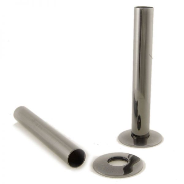 Towelrads Black Nickel Pipe Covers with Sleeves and Bezels 130mm