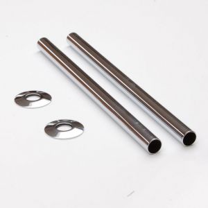 Towelrads Chrome Pipe Covers with Sleeves and Bezels 300mm