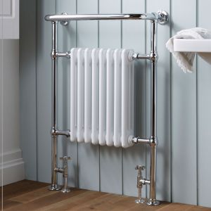 Towelrads Portchester Chrome and White Traditional Towel Radiator 965 x 637mm