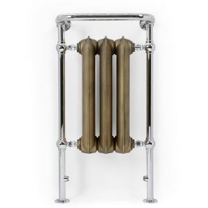 Terma Plain Antique Brass and Chrome Traditional Towel Radiator 900 x 490mm