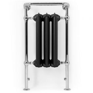 Terma Plain Flat Black and Chrome Traditional Towel Radiator 900 x 490mm