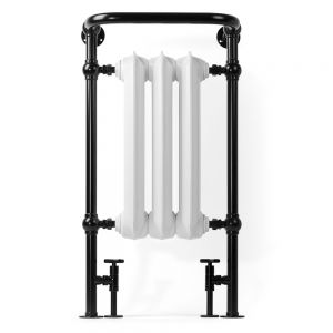 Terma Plain White and Matt Black Traditional Towel Radiator 900 x 490mm