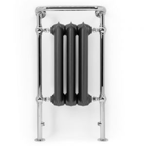 Terma Plain Raw Metal and Chrome Traditional Towel Radiator 900 x 490mm