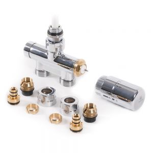 Terma Carlo Poletti Chrome Straight Integrated Thermostatic Valve with Immersion Tube Set for Dual Fuel