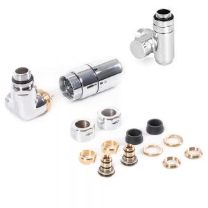 Terma Carlo Poletti 3 Axis Chrome Corner Dual Fuel Thermostatic Radiator Valves Left Sided