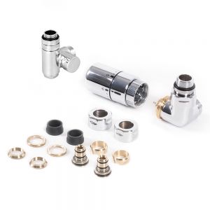 Terma Carlo Poletti 3 Axis Chrome Corner Dual Fuel Thermostatic Radiator Valves Right Sided