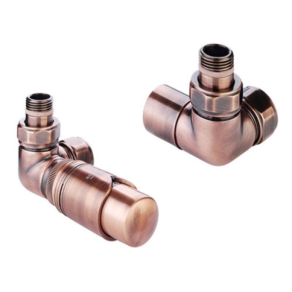 Zehnder Set 10 Copper Corner Thermostatic Radiator Valves Left Handed