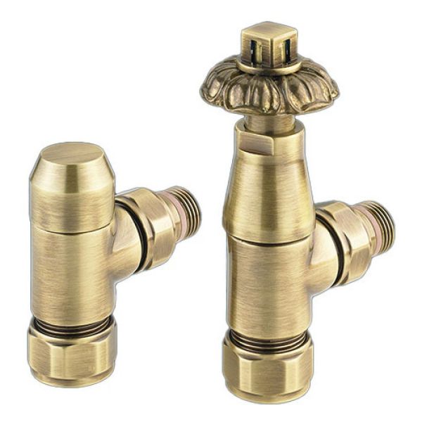 Zehnder Set 17 Brass Angled Thermostatic Radiator Valves