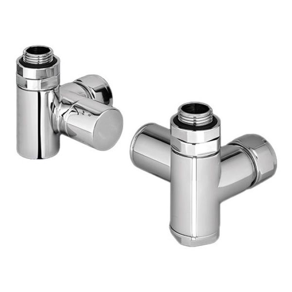 Zehnder Set 18 Chrome Corner Dual Fuel Manual Radiator Valves