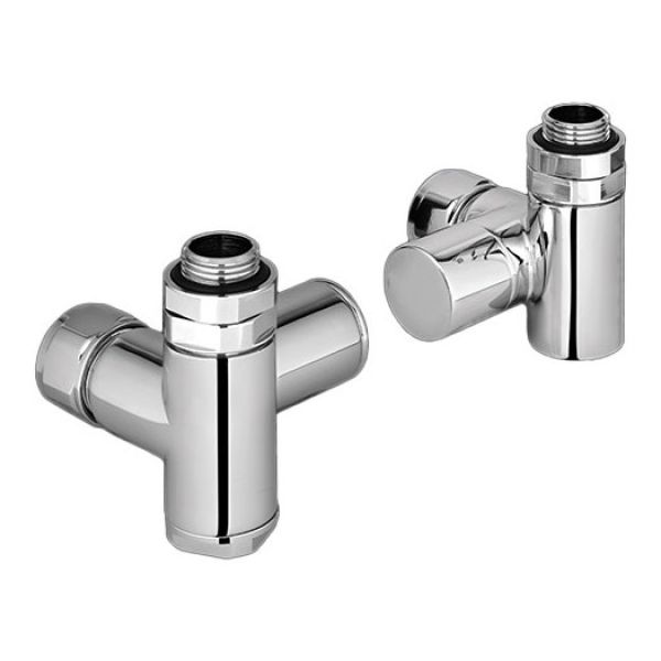 Zehnder Set 19 Chrome Corner Dual Fuel Manual Radiator Valves