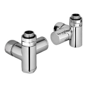 Zehnder Set 19 Chrome Corner Dual Fuel Manual Radiator Valves