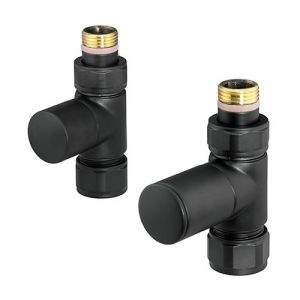 Zehnder Set 26 Matt Black Straight Manual Radiator Valves