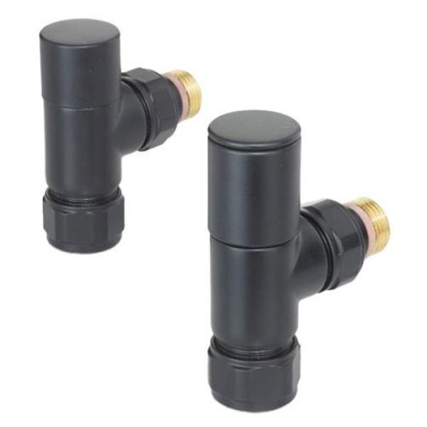 Zehnder Set 27 Matt Black Angled Manual Radiator Valves