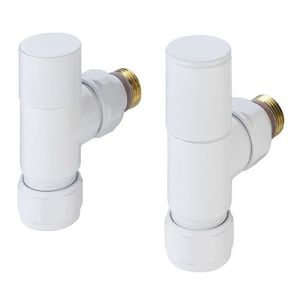 Zehnder Set 27 White Angled Manual Radiator Valves