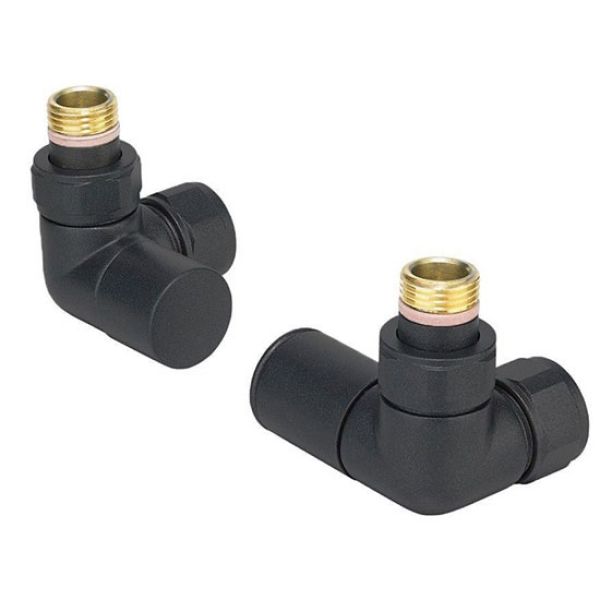 Zehnder Set 28 Matt Black Corner Manual Radiator Valves