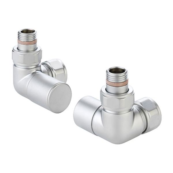 Zehnder Set 28 Satin Chrome Corner Manual Radiator Valves