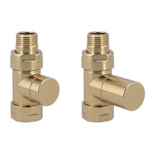 Zehnder Set 34 Brushed Brass Straight Manual Radiator Valves