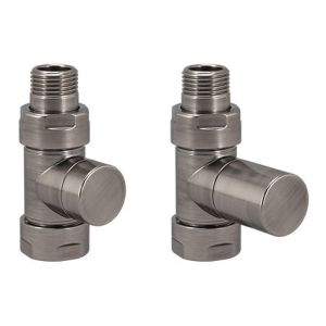 Zehnder Set 34 Brushed Black Chrome Straight Manual Radiator Valves