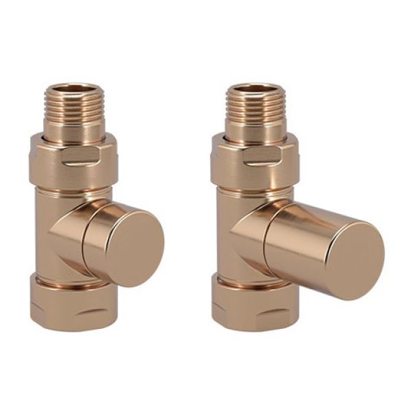 Zehnder Set 34 Brushed Bronze Straight Manual Radiator Valves