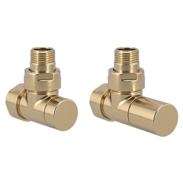 Zehnder Set 35 Brushed Brass Angled Manual Radiator Valves