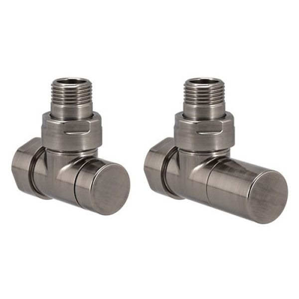 Zehnder Set 35 Brushed Black Chrome Angled Manual Radiator Valves