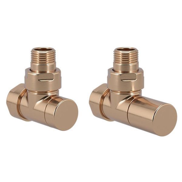 Zehnder Set 35 Brushed Bronze Angled Manual Radiator Valves