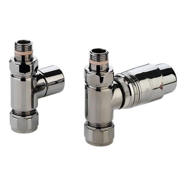 Zehnder Set 36 Nickel Nero Straight Thermostatic Radiator Valves